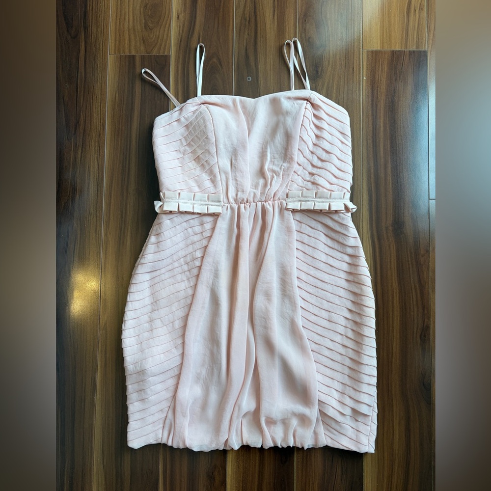 Blush Pink Pleated Strapless Dress